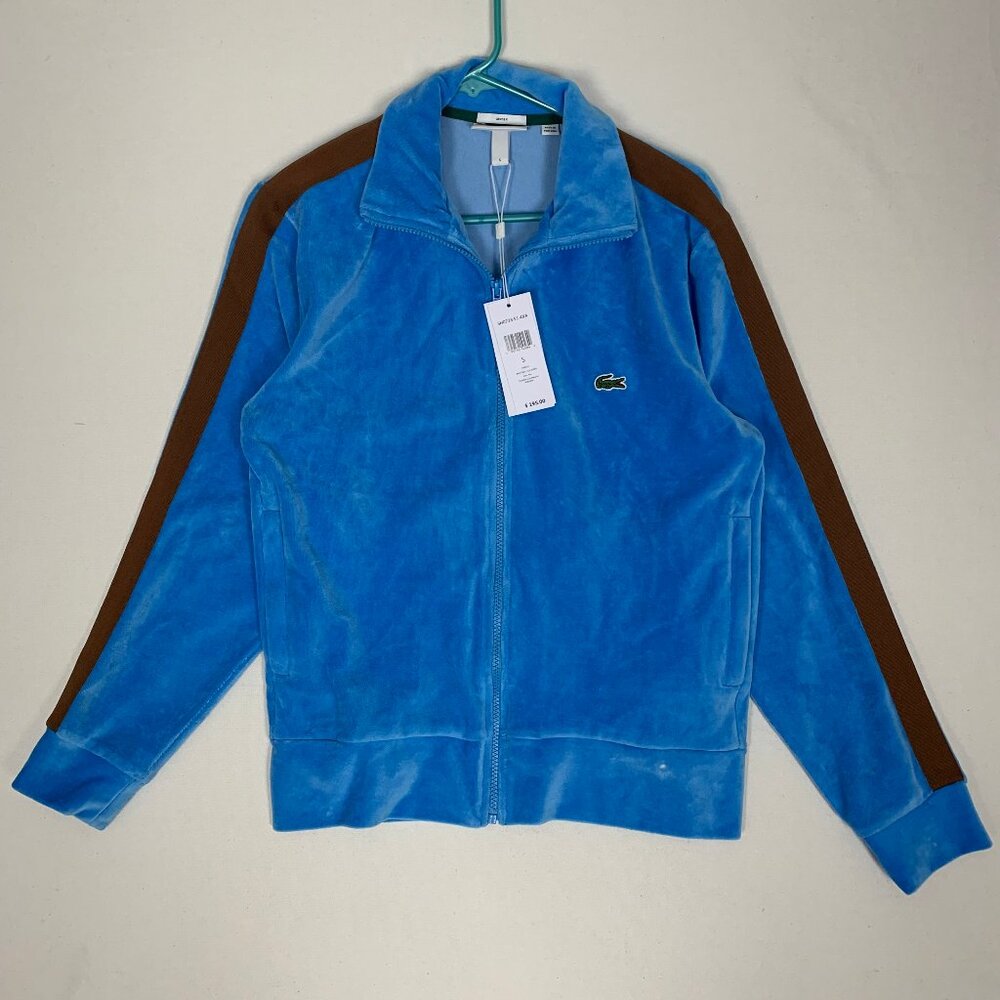 Lacoste Unisex Regular Fit Velvet Zip-Up Sweatshirt Blue Small NWT